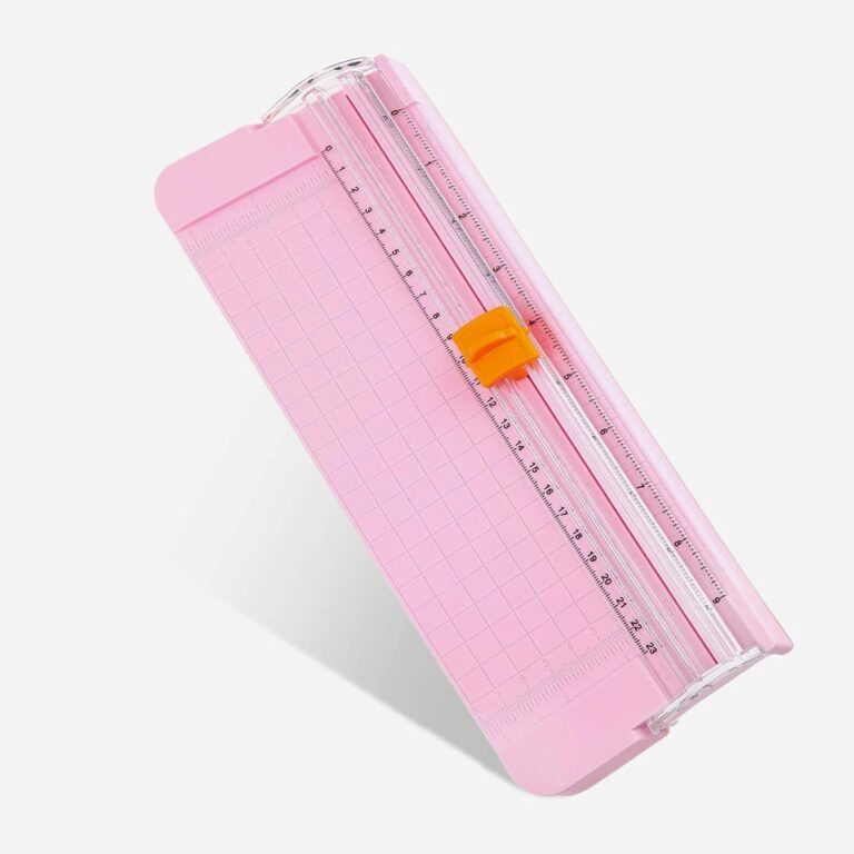 Massicot Rogneuse A5 Rose - Petit coupe papier portable avec Protection des mains