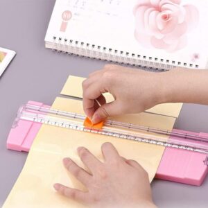 Massicot Rogneuse A5 - Petit coupe papier portable avec Protection des mains - Rose – Image 2