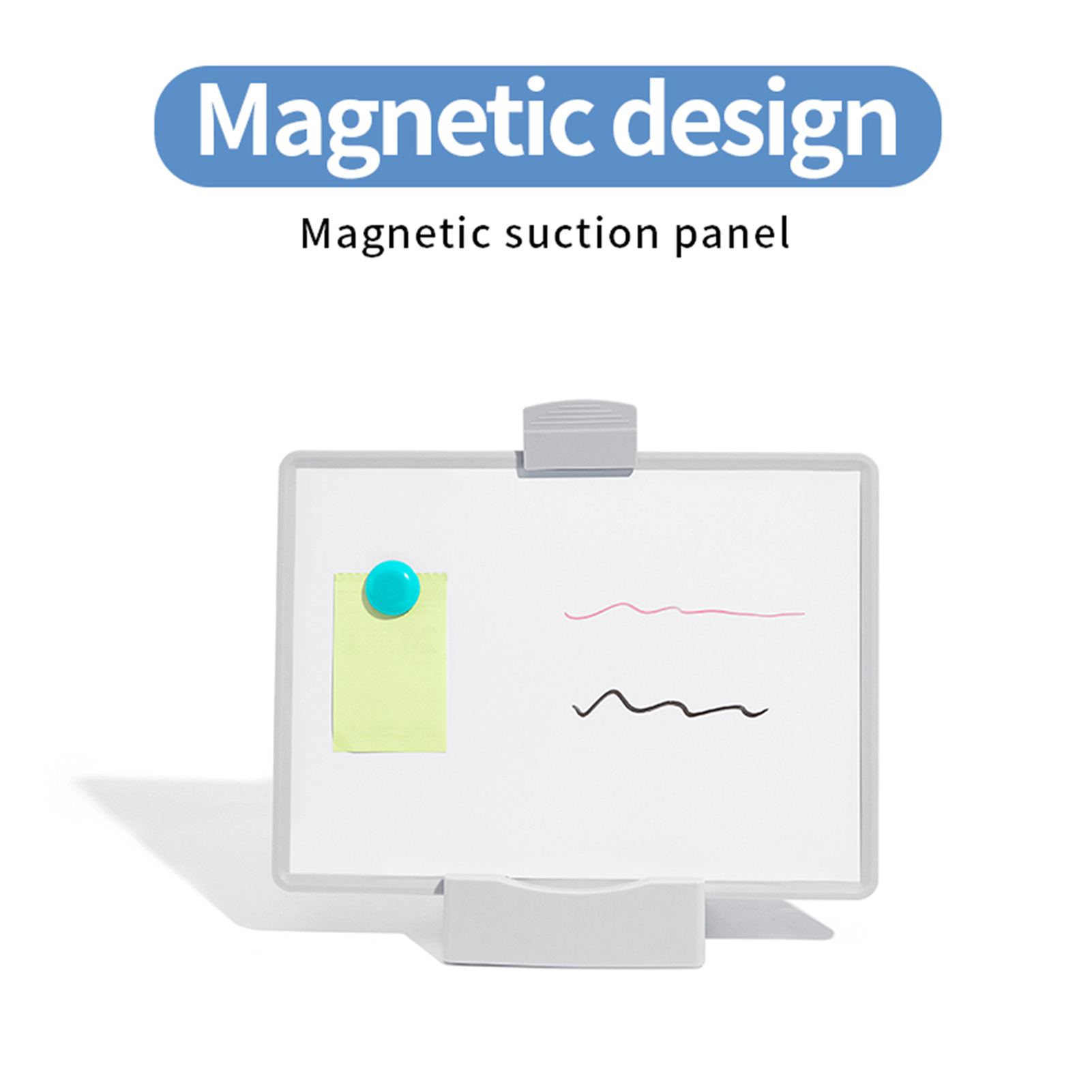 tableau magnetique blanc multifonction 3en1 , support livre & presse papier