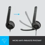 Logitech USB Headset H390 Casque-micro avec microphone anti-parasite – Image 4