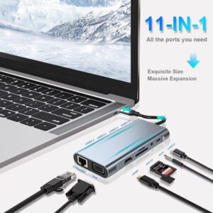 Adaptateur TYPE USB C 11en1 avec 4K-HDMI, VGA, USB 3.0, Type C PD, Ethernet RJ45, Lecteur de Carte SD/TF, AUX 3,5 mm – Image 4