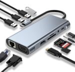 Adaptateur USB Type C 11 en 1 avec HDMI 4K VGA RJ45 et USB