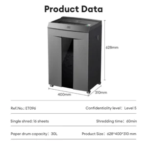 DELI Destructeur de documents DELI ET096 30 Litres / 16 Feuilles - 60 min Continuous – Image 6