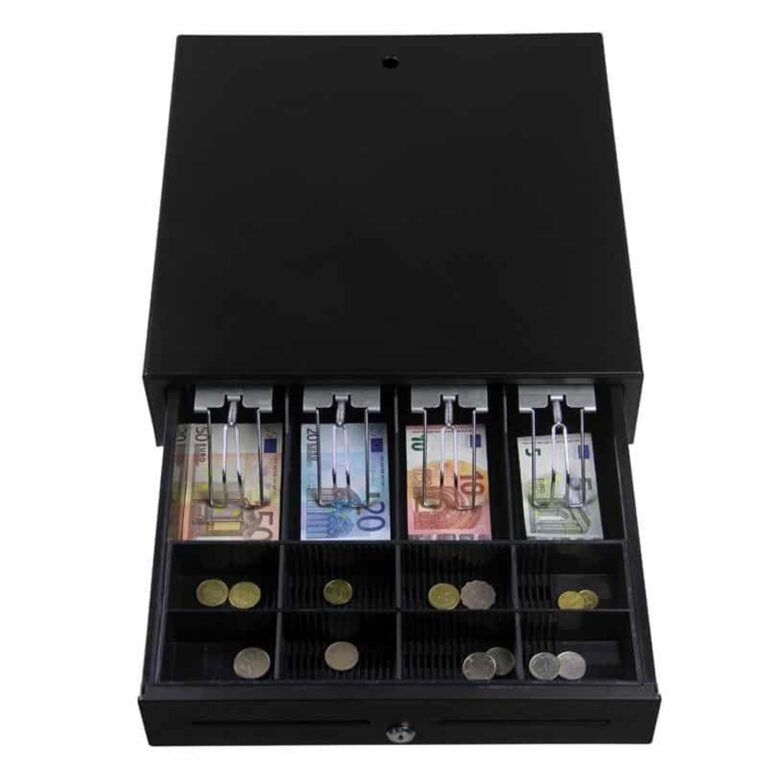 Tiroir caisse automatique GS-405A noir 8 compartiments monnaie et 4 billets