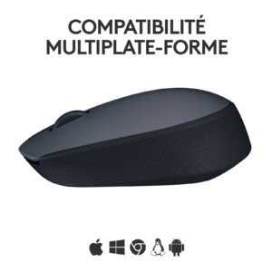 Logitech Souris sans fil M170  ambidextre - capteur optique - 3 bouton - Gris – Image 4