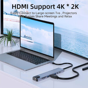 Adaptateur Type USB C, Station d'accueil 8 en 1 avec HDMI, USB 3.0 + 2.0, USB-C 2.0, SD/TF, 4K/30 Hz, PD – Image 4