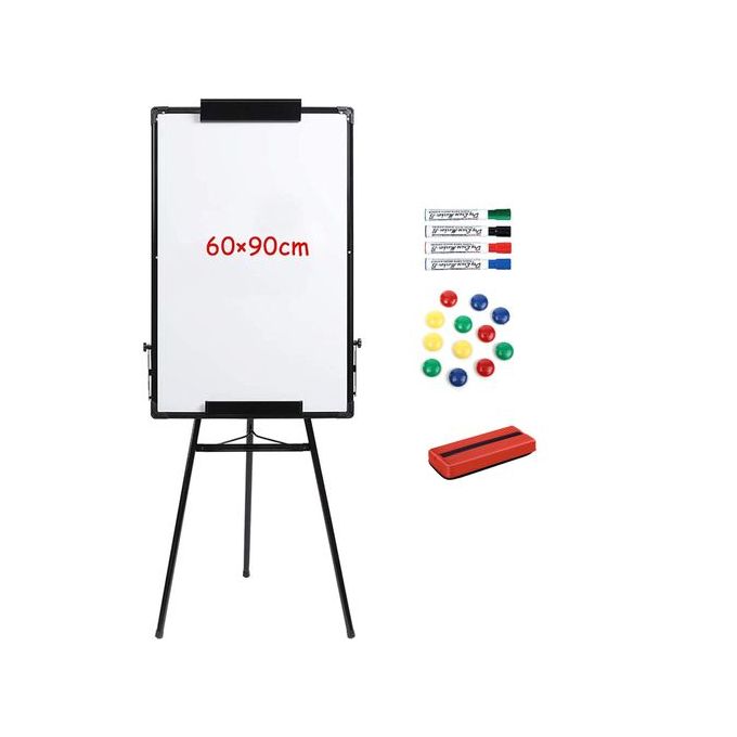 Tableau magnétique blanc chevalet 90 x 60 cm avec trépied