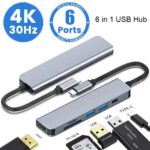 Adaptateur Type USB C 6en1, Station d’accueil avec HDMI, USB 3.0 , USB-C 2.0, SD/TF, 4K/30 Hz, PD – Image 3