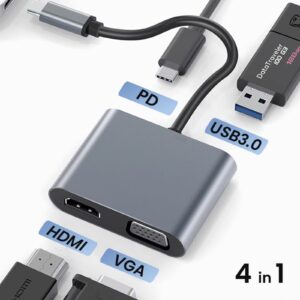 Adaptateur 4en1 Support 4K Type-C to HDMI / VGA / Type-C / USB 3.0 – Image 2