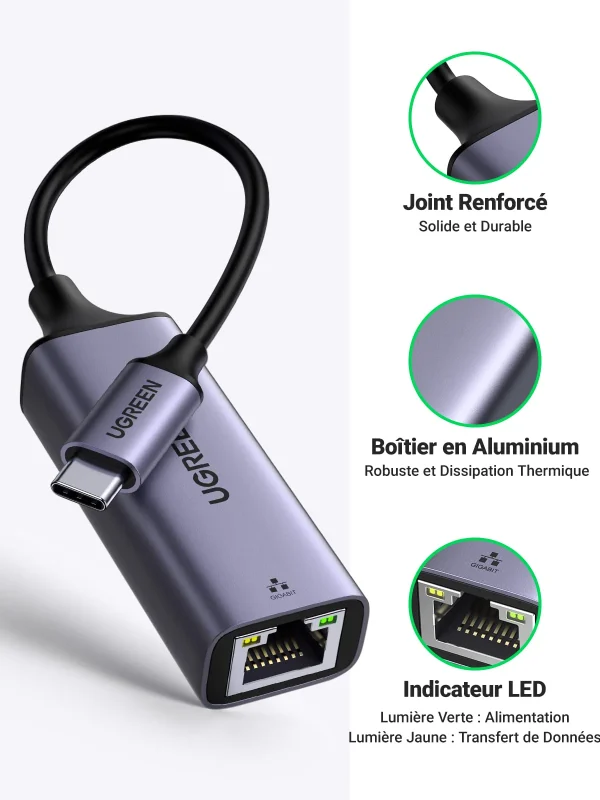 Adaptateur type-c RJ45 Ugreen 50737