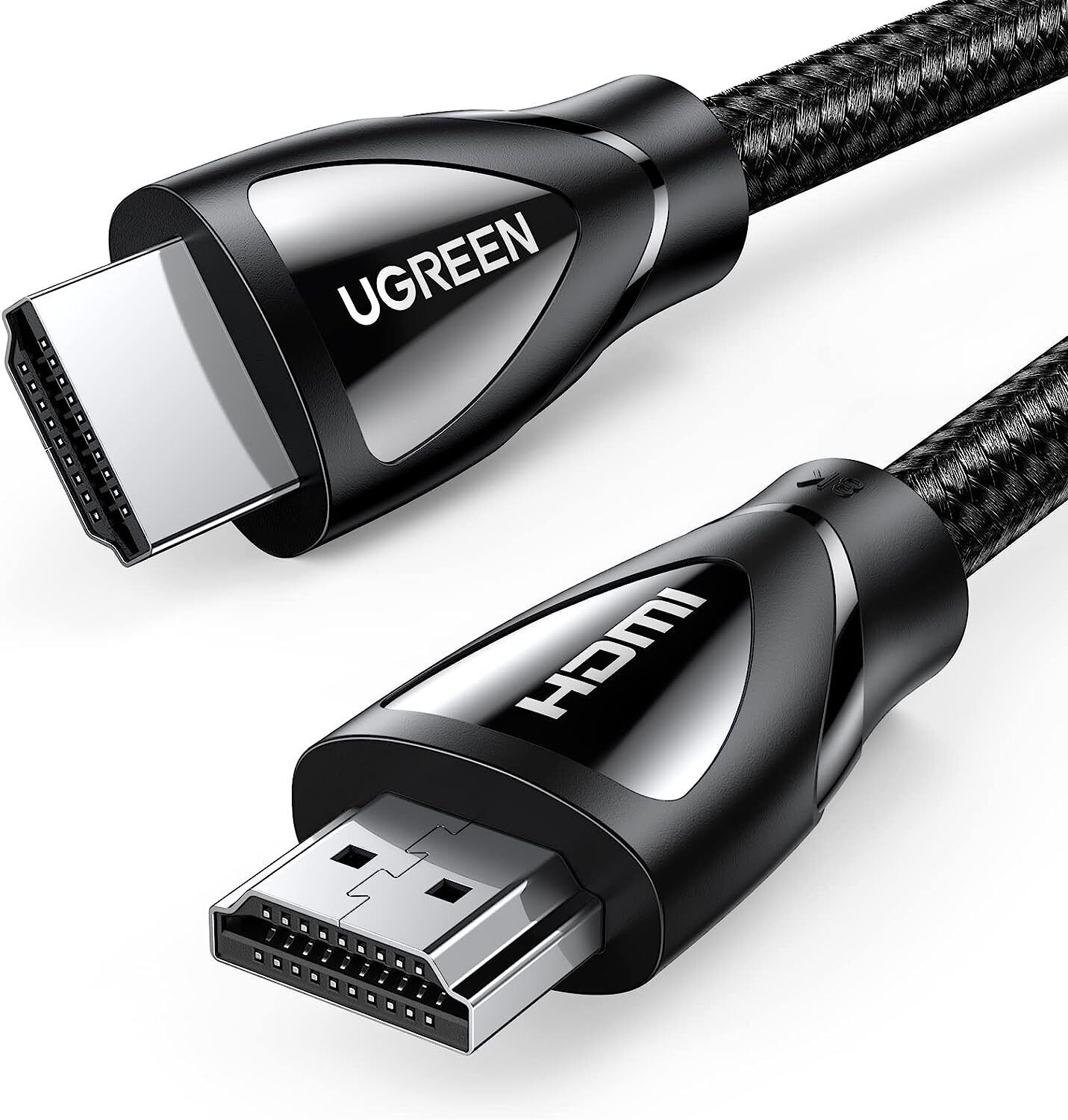Câble Ugreen HDMI 2.1 Male vers Male (1) Câble HDMI 2.1 Ugreen 3m noir avec connecteurs male.