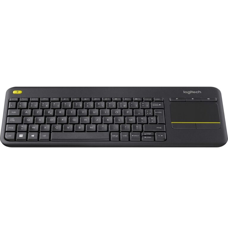 Clavier sans fil avec pavé tactile Logitech K400 Plus AZERTY connecté à une Smart TV