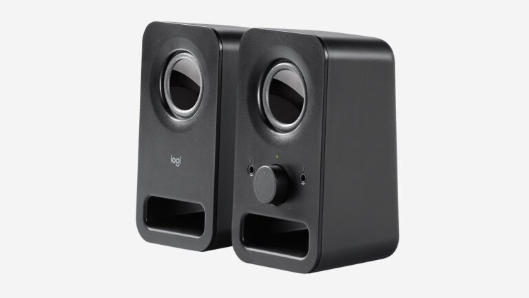 Logitech Z150 en utilisation sur un bureau