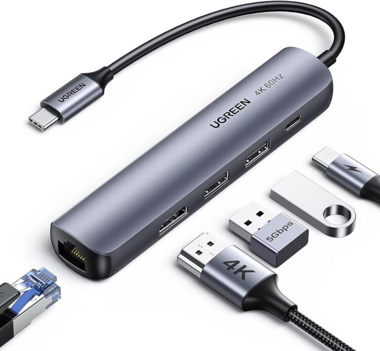 Hub USB-C Ugreen 5 en 1 avec ports HDMI, USB et Ethernet