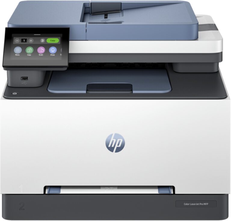 Imprimante Multifonction Laser Couleur HP LaserJet Pro 3303sdw installée sur un bureau professionnel moderne