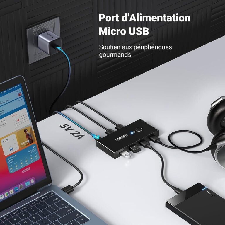 Vue arrière du switch avec câbles connectés