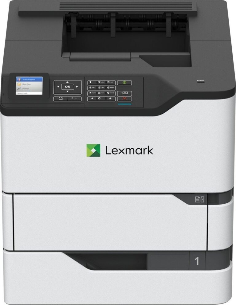 Imprimante Laser Monochrome Lexmark MS823dn en fonctionnement dans un bureau moderne