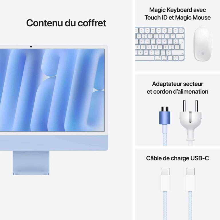 Apple iMac 24 pouces écran allumé