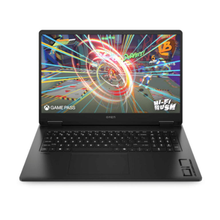 HP OMEN Gaming 17 vue avant avec écran allumé