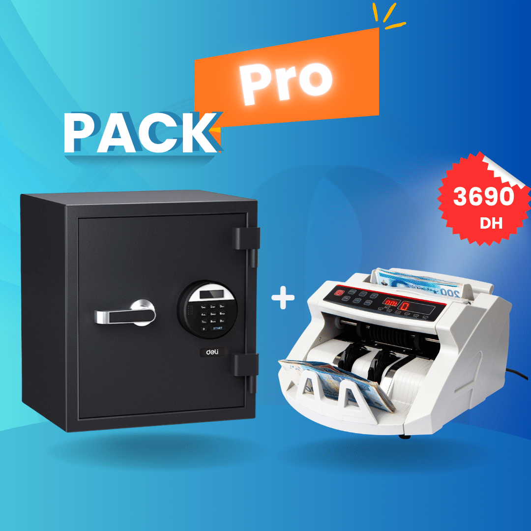 Pack Sécurité Coffre-Fort DELI T581 + Compteuse UB-2108 (1) Pack complet Deli T581 + UB-2108
