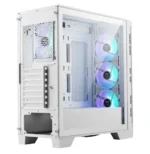 Boîtier MSI MAG FORGE 320R AIRFLOW blanc avec panneau en verre trempé ouvert
