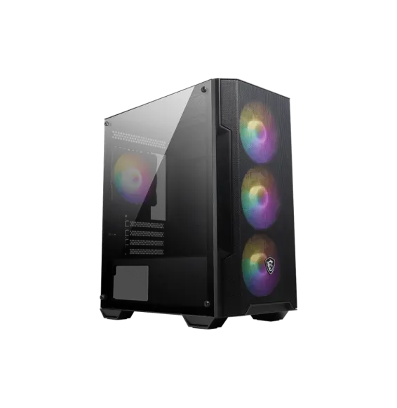 Boîtier PC MSI MAG FORGE M100A vue latérale avec panneau acrylique