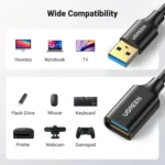 Cable USB 3.0 UGREEN 10368 10373 30127 compatible PC TV clavier souris webcam et imprimante
