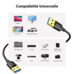 Câble USB 3.0 UGREEN 10370 et 10371 compatible avec ordinateur et périphériques USB