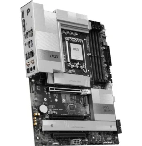 Carte Mère MSI PRO Z890-A WIFI vue inclinée avec socket LGA1851 et dissipateurs argentés