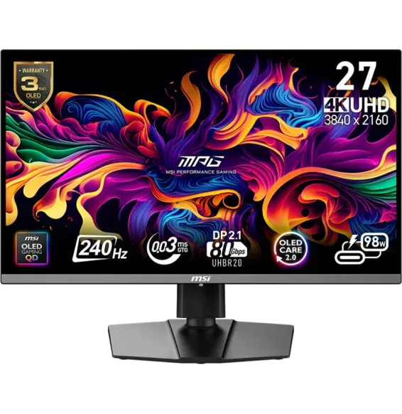 Écran Gaming MSI MPG 272URX QD-OLED 27 pouces 4K UHD 240Hz avec caractéristiques principales