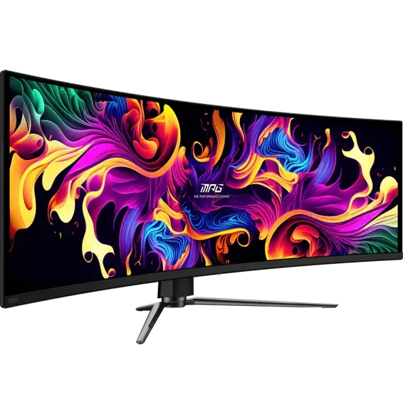 Écran Gaming MSI MPG 491CQPX QD-OLED 49 pouces vue avant avec écran super ultrawide