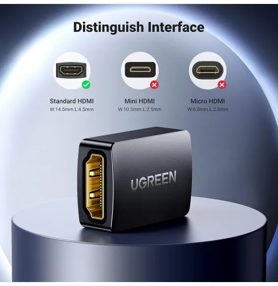Adaptateur HDMI UGREEN 20107 femelle vers femelle pour relier deux câbles HDMI