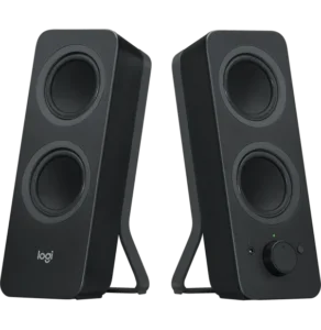 haut-parleurs Logitech Z207 vue angle double enceinte connexion sans fil