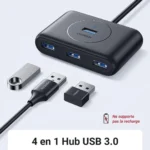 Adaptateur HUB USB UGREEN 20291 4 en 1 USB 3.0 avec câble 1 mètre pour PC et périphériques USB