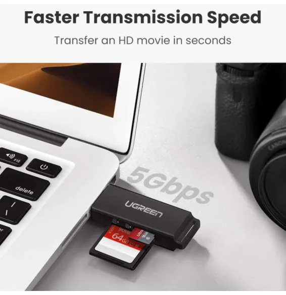 UGREEN 40752 lecteur carte mémoire USB 3.0 avec transfert haute vitesse jusqu’à 5 Gbps