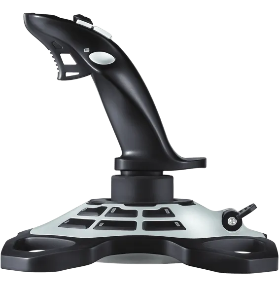 Joystick Logitech Extreme 3D Pro simulateur de vol vue latérale