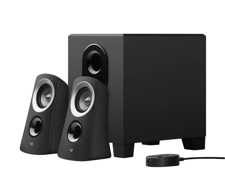 Logitech Speaker System Z313 980-000413 système audio 2.1 avec subwoofer et satellites vue complète