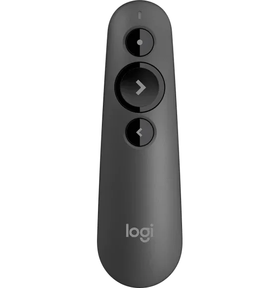 télécommande Logitech R500s laser sans fil vue face boutons navigation présentation