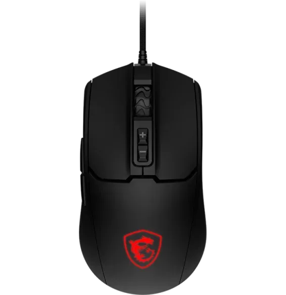 Souris Gaming MSI FORGE GM100 vue supérieure avec molette et 7 boutons