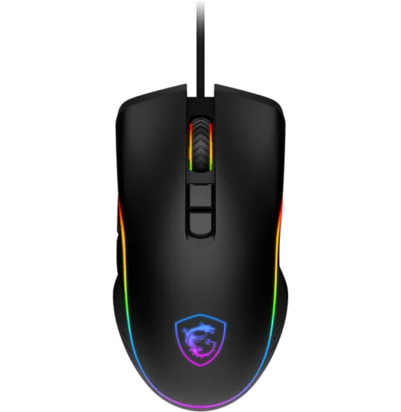 Souris Gaming MSI FORGE GM300 vue supérieure avec molette RGB et 7 boutons