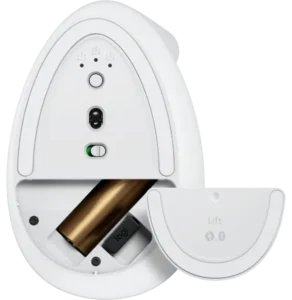 souris Logitech Lift blanche compartiment pile AA intérieur batterie