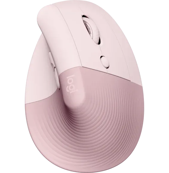 souris Logitech Lift rose ergonomique verticale vue dessus design compact