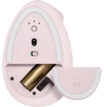 souris Logitech Lift rose compartiment batterie pile AA ouverture
