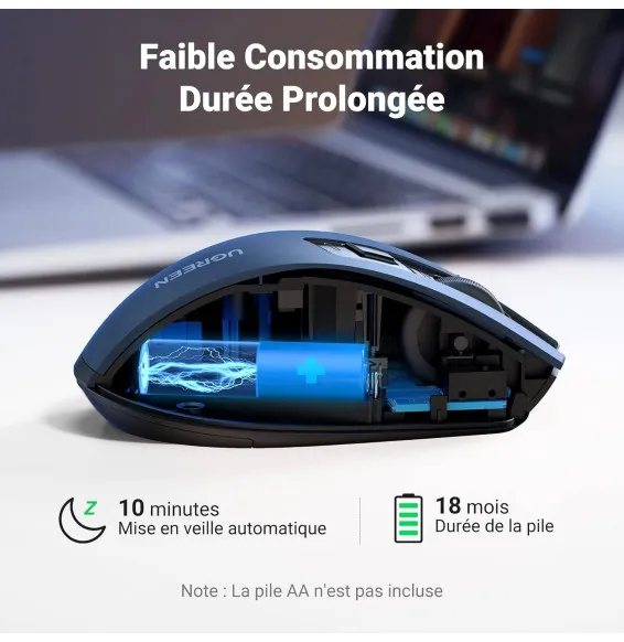 Souris sans fil UGREEN 15064 avec faible consommation d’énergie et longue autonomie