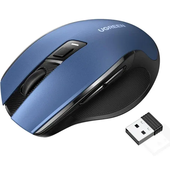 Souris sans fil UGREEN 15064 design ergonomique bleu avec récepteur USB sans fil