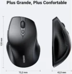 Souris sans fil Bluetooth UGREEN 90395 avec dimensions ergonomiques et prise en main confortable