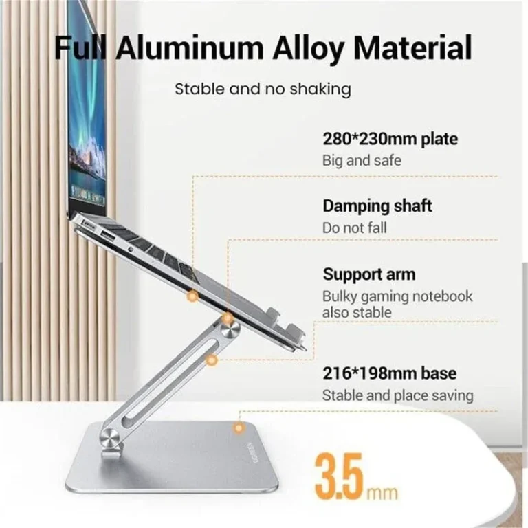 Support laptop UGREEN 40291 en alliage d’aluminium avec structure stable et plateau antidérapant