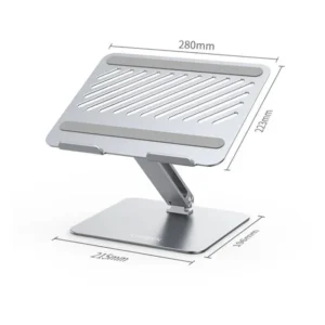 Support UGREEN 40291 ordinateur portable argent avec dimensions de la base et plateau ventilé