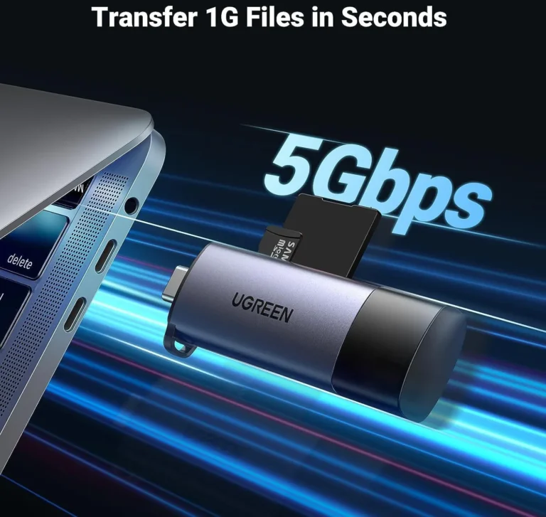 Lecteur de Carte SD UGREEN 50706 avec transfert ultra rapide 5 Gbps pour fichiers photo et vidéo