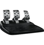 Pédalier Logitech G920 avec pédales en métal vue inclinée